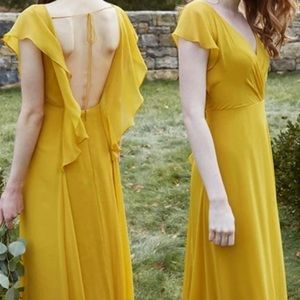 NWT Jenny Yoo A-line Chiffon Floor-Length Mustard Yellow